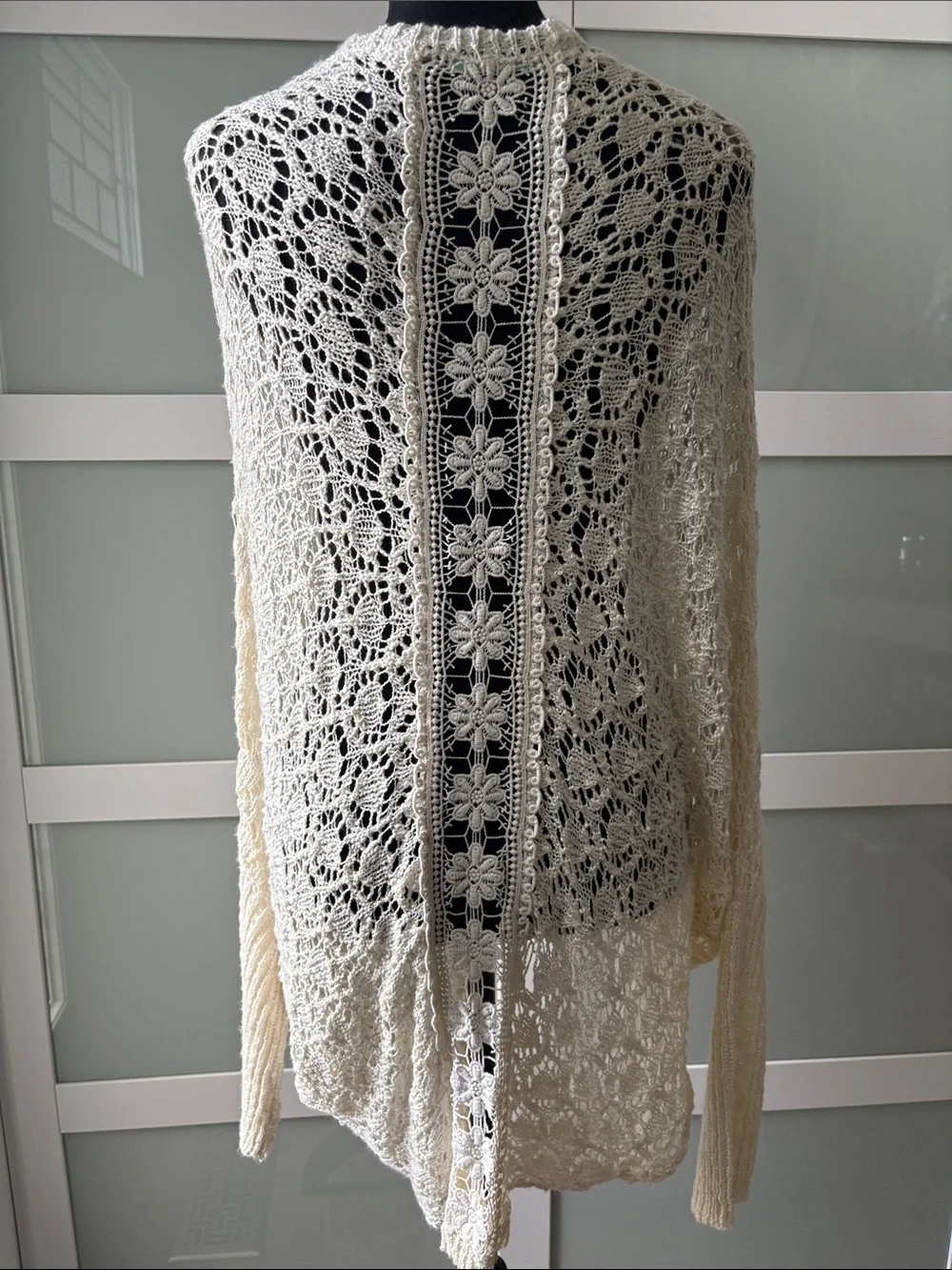 Maurices Cream Open-Knit Crochet Cardigan